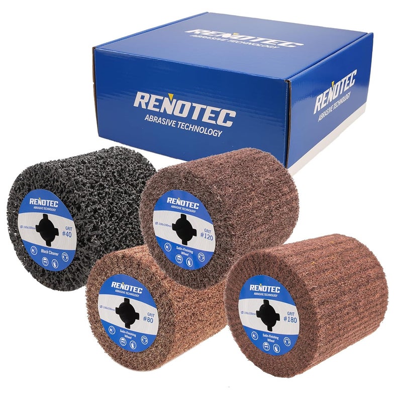 RENOTEC 4" Black Cleaner & Burnishing Wheel Pro Pack, 100x100mm, Grit 40/80/120/180 - Image 2